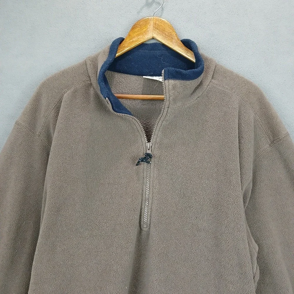 Joe's Outdoor Fleece Sweatshirt Mens Large‎ Brown Cozy Mock Neck Quarter Zip